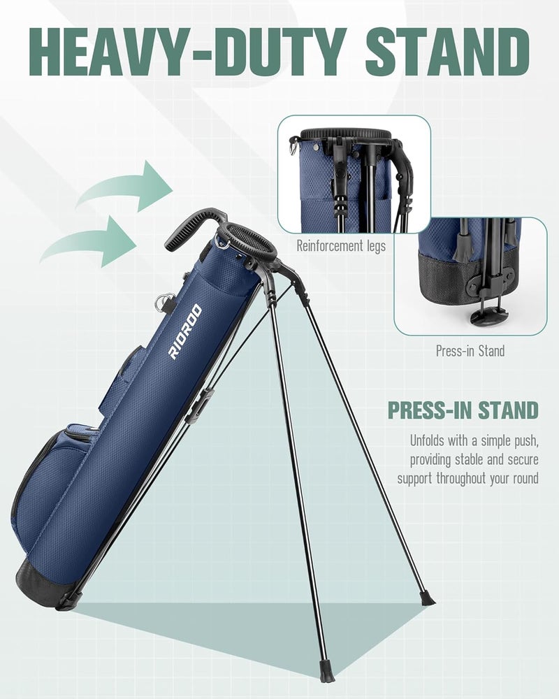 RIOROO Golf Stand Bag, Lightweight Par 3 Golf Bag Holds Up to 7 Clubs with Two Way Dividers Cooler Pocket Shoulder Strap and Multiple Storage Pockets for Men and Women - Image 2
